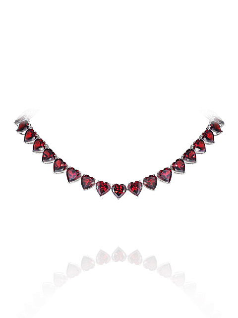 White Gold & Heart Garnet Necklace, 1