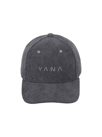 Dark grey corduroy cap with Yana embroidery, 2