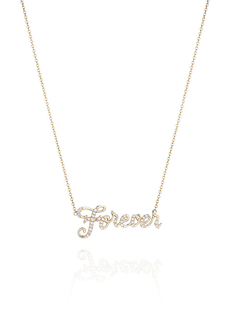 Round Diamond & Gold "Forever" Necklace, 1