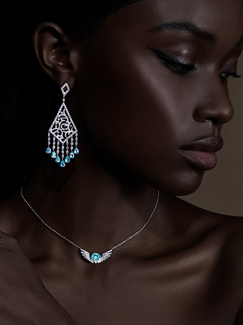 White Gold, Diamonds & Paraiba Tourmalines Chandelier Earrings, 2
