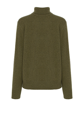 Men's Green Cashmere Turtleneck Sweater, 1