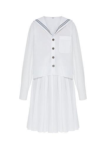 White set of a midi skirt and cropped shirt, 1