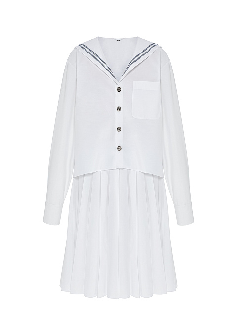 White set of a midi skirt and cropped shirt, 1 White set of a midi skirt and cropped shirt, 1