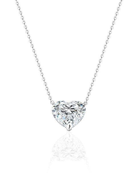 Necklace with lab-grown heart-cut diamond, 1