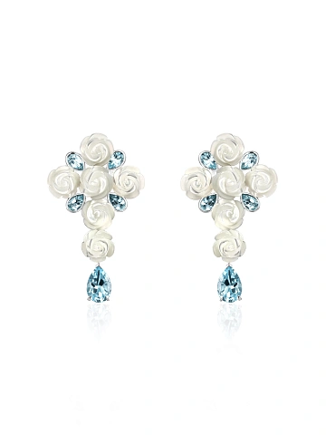  White Gold, Mother-of-Pearl & Topaz Earrings, 1