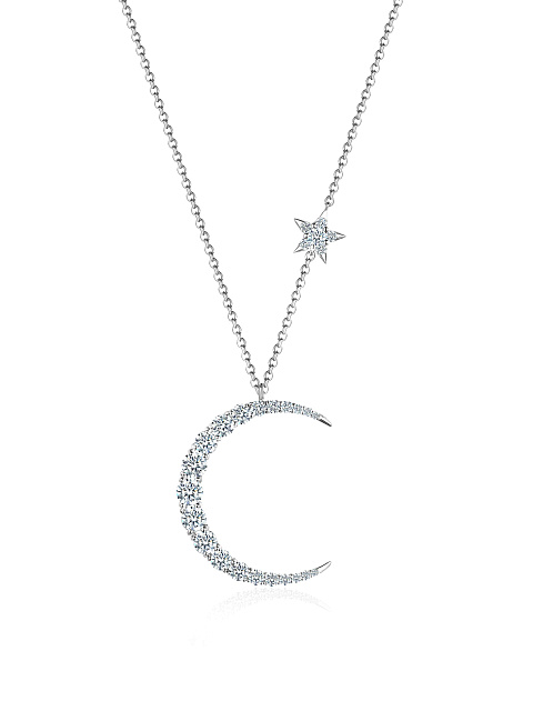 White gold necklace with crescent-shaped pendant, 1