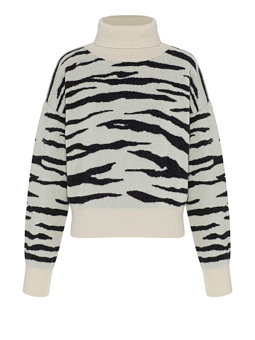 Milky cashmere sweater with print, 1