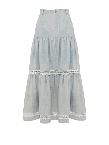 Blue Denim Midi Skirt, 1