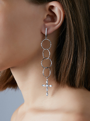 Silver & Topaz Sky Cross Earrings, 2