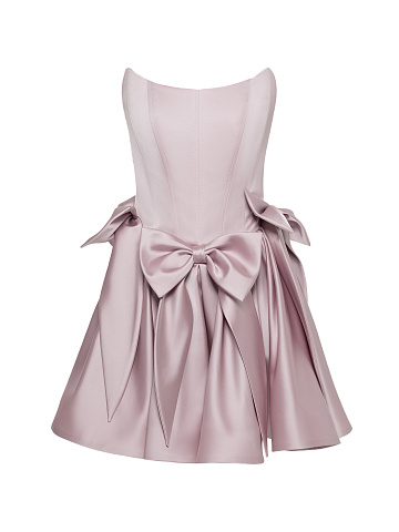 Pink Satin Mini Dress With Bows, 1