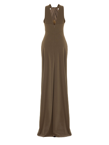 Khaki Silk Maxi Dress, 2