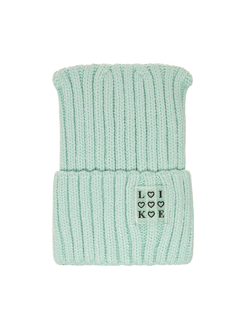 Mint Green "Like" Patch Beanie, 1 Mint Green "Like" Patch Beanie, 1