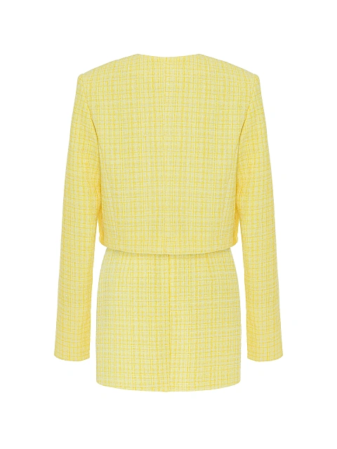 Yellow Tweed Mini Skirt Suit, 2 Yellow Tweed Mini Skirt Suit, 2