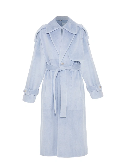 Light Blue Mink Fur Trench Coat, 3 Light Blue Mink Fur Trench Coat, 3
