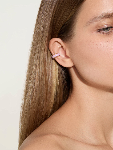 Wide rose gold ear cuff with Sakura enamel, 2