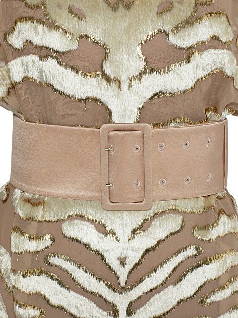 Beige devoré velvet midi dress, 4