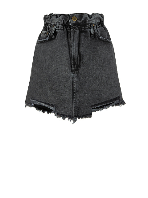Dark Grey Denim Mini Skirt, 1