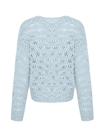 Light Blue Silk & Cashmere Cropped Sweater, 2
