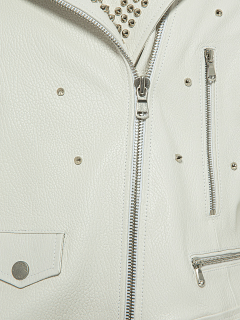 White Studded Leather Biker Jacket, 3 White Studded Leather Biker Jacket, 3