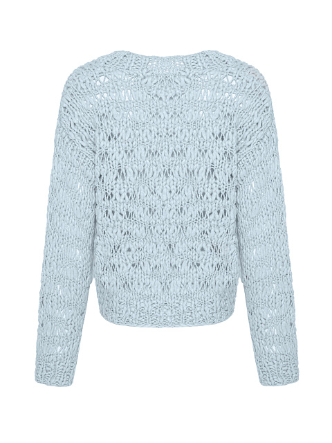 Light Blue Silk & Cashmere Cropped Sweater, 2 Light Blue Silk & Cashmere Cropped Sweater, 2