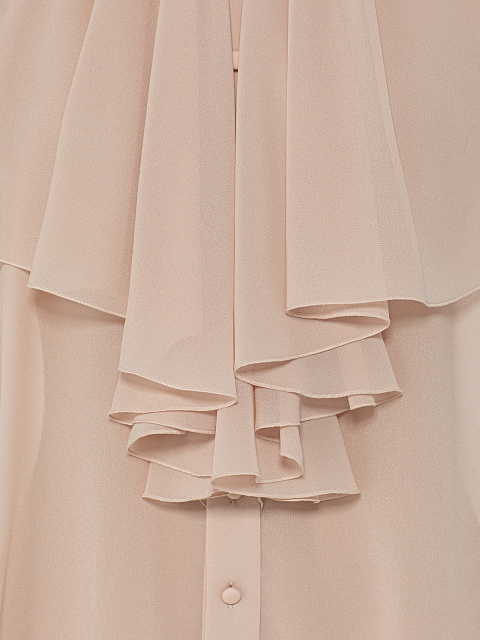 Beige chiffon blouse with ruffles and ribbon, 5