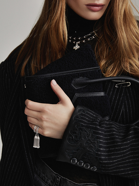 White Gold Diamond Tassel Ring, 7