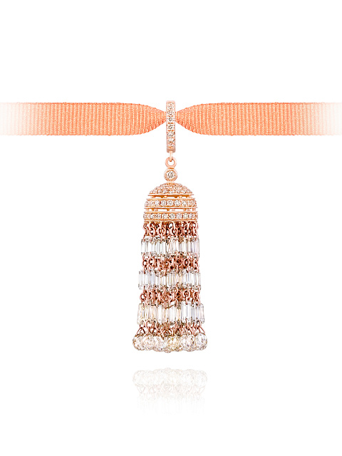 Rose Gold Diamond Tassel Pendant, 1
