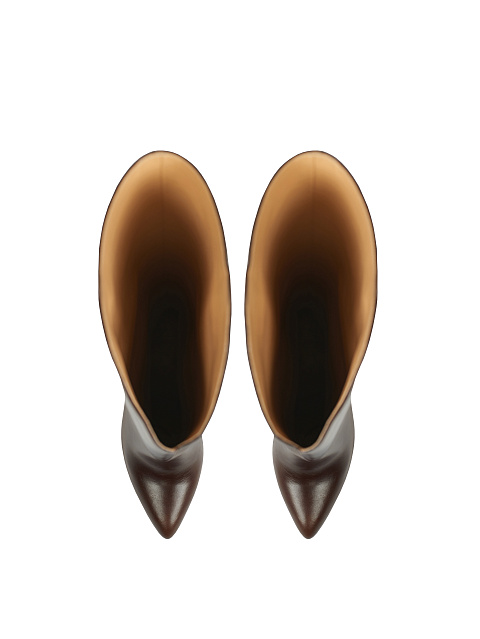 Brown Leather Heeled Tall Boots, 4