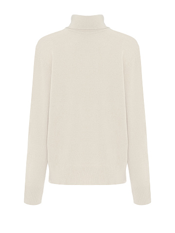 Men's White Cashmere Turtleneck Sweater, 1