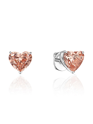 Studs with pink LG heart-cut diamonds, 1