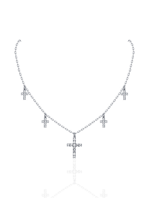 Silver & Cubic Zirkonia "Cross" Necklace, 1
