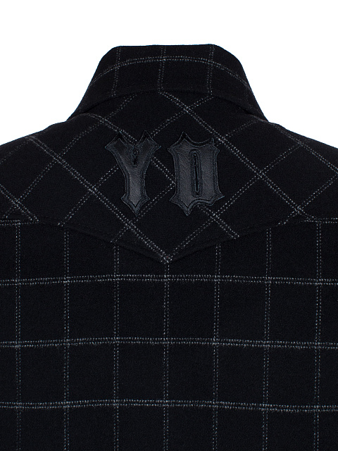 Black Checked Shearling Shirt, 3