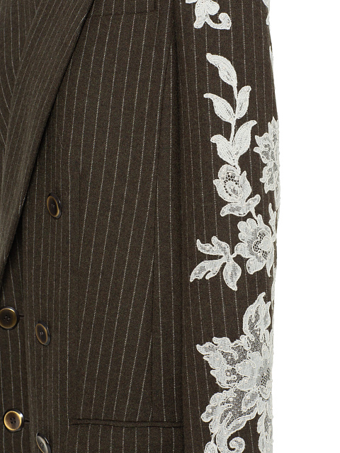 Green Lace Trim Striped Wool Coat, 4 Green Lace Trim Striped Wool Coat, 4