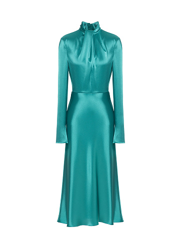 Turquoise Silk Midi Dress, 1