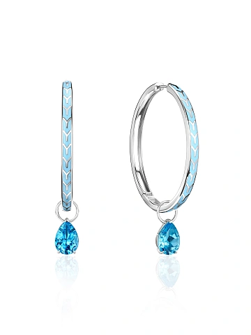 White Gold & Sky Blue Topaz Hoop Pendant, 2