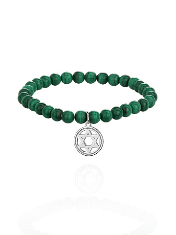 Silver & Malachite Beaded Bracelet, 1