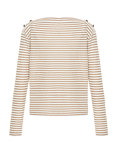 Beige & White Striped Longsleeve T-shirt, 1 Beige & White Striped Longsleeve T-shirt, 1