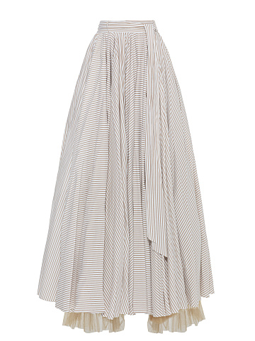 White Maxi Skirt Beige Striped Skirt, 1