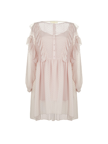 Light Rose Ruffled Mini Dress , 1