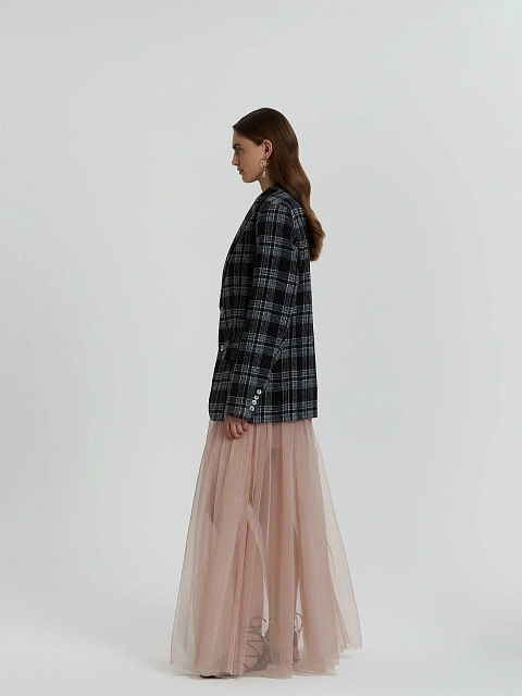 Black oversized blazer in white check, 6 Black oversized blazer in white check, 6