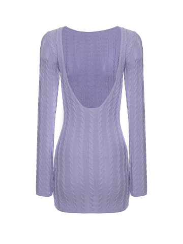 Lilac knitted mini dress with open back, 2