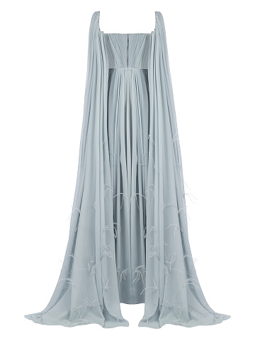 Grey & Blue Chiffon Maxi Dress, 2