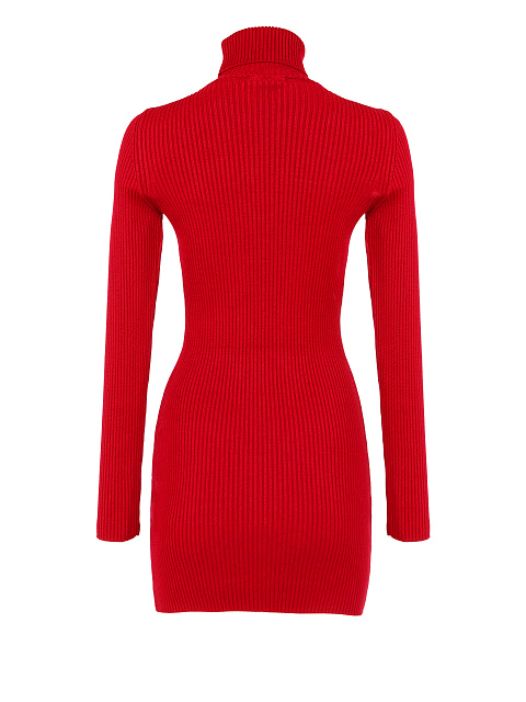 Red Rib Knit Turtleneck Mini Dress, 2 Red Rib Knit Turtleneck Mini Dress, 2