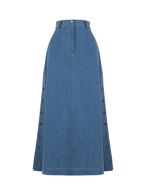 Blue Denim Midi Skirt, 1
