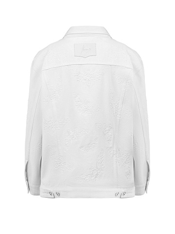 Cicada Embroidered White Denim Jacket, 2