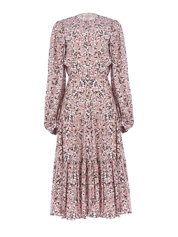 Pink Flower Printed Midi Dress , 1