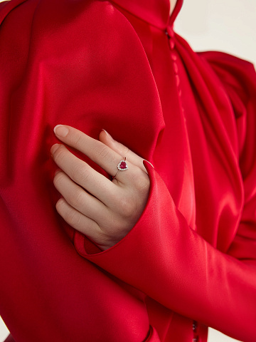 Pink Sapphire, Round Diamond & Rose Gold Ring, 2