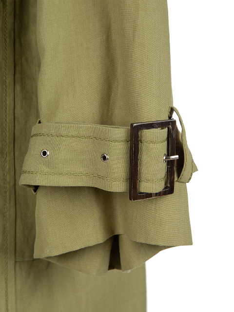 Olive-Green Double-Breasted Linen Coat , 4 Olive-Green Double-Breasted Linen Coat , 4