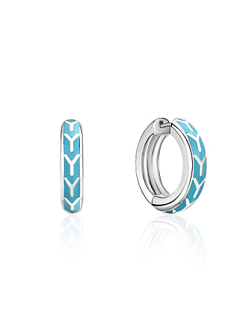 Small white gold hoops with bright blue enamel, 1