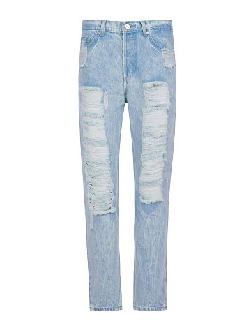 Light Blue Distressed Slim Jeans, 1